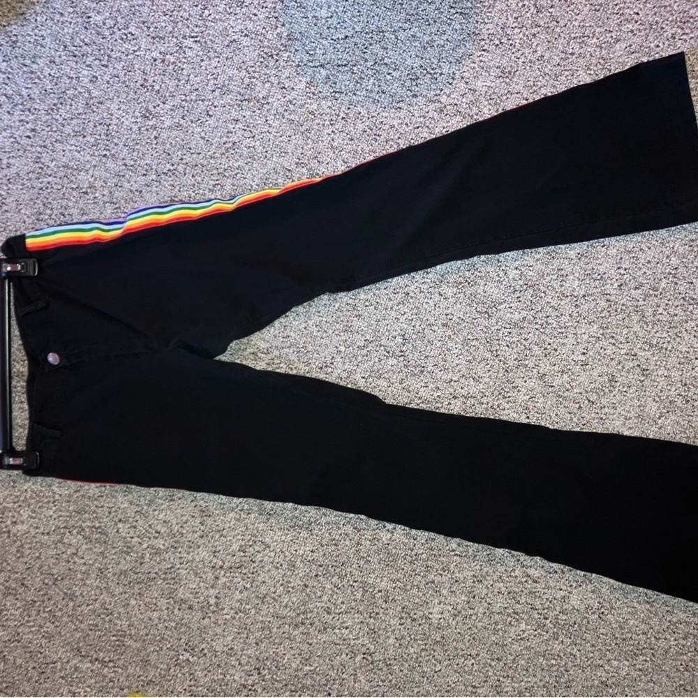 Delia’s y2k Black trouser pant with rainbow sides size Small